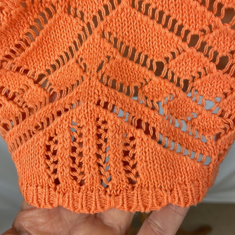 Chico's Orange Open Knit Shrug Cardigan Sweater - Size 1 = Medium/Size 8 - Picture 8 of 12